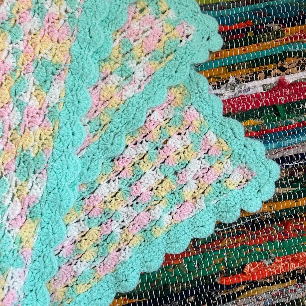 Handmade Colorful Crochet Baby Stroller Blanket